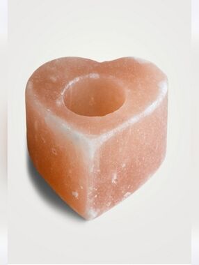 Heart-Shaped Himalayan Salt Tea Light Holder - Blush Pink Heavy 4"x4"x2.7"